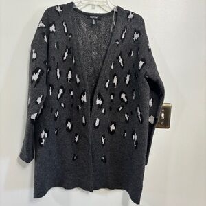 Ellen Tracy long open cardigan sweater grey large